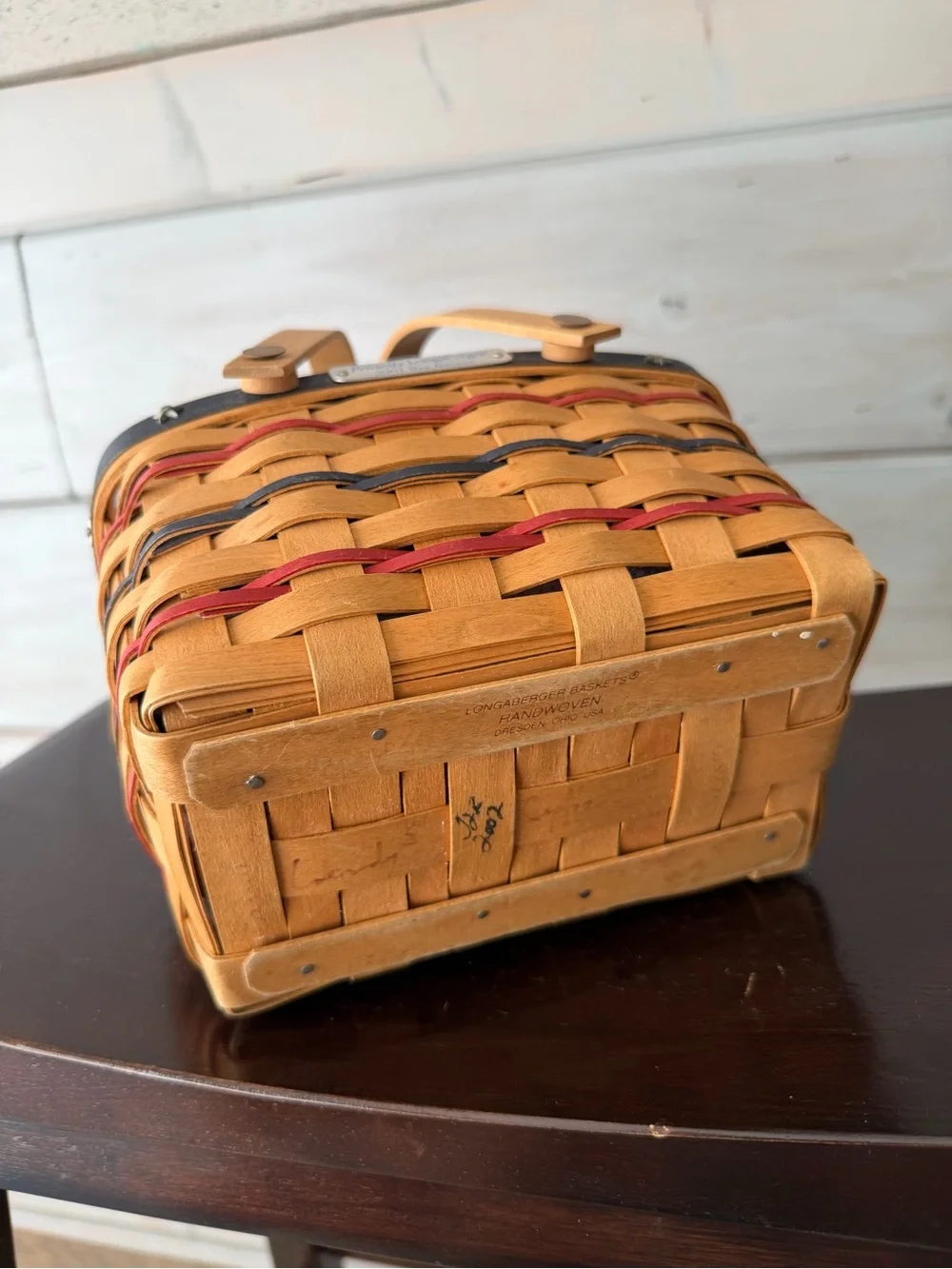 2002 Longaberger Bee Basket Proudly Longaberger Flag Drawstring liner Protector